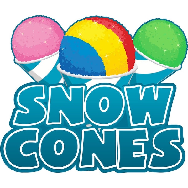 SNOW CONES Concession Decal sign cart trailer stand sticker equipment, D-DC-24-Snow Cones